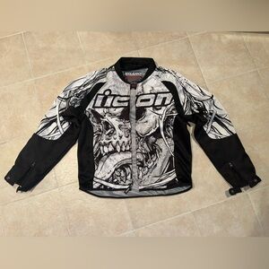 Icon Hooligan 2 Etched Threshold Men's Large Textile jacket missing pads L
